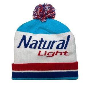 Natural Light Beer - Blue & White- Pom Beanie - Men's OS